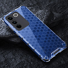 Silicone Transparent Frame Case Cover 360 Degrees AM4 for Vivo V27 Pro 5G Blue