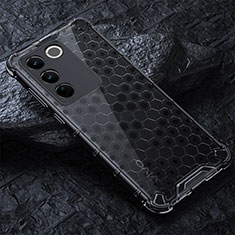 Silicone Transparent Frame Case Cover 360 Degrees AM4 for Vivo V27e 5G Black