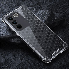 Silicone Transparent Frame Case Cover 360 Degrees AM4 for Vivo V27e 5G Gray