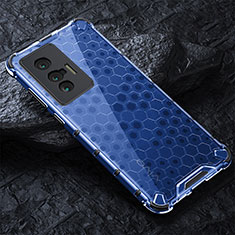 Silicone Transparent Frame Case Cover 360 Degrees AM4 for Vivo X70 5G Blue