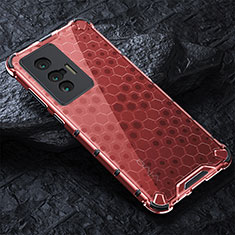 Silicone Transparent Frame Case Cover 360 Degrees AM4 for Vivo X70t Red