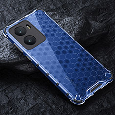 Silicone Transparent Frame Case Cover 360 Degrees AM4 for Vivo Y35 5G Blue