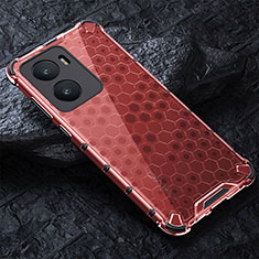 Silicone Transparent Frame Case Cover 360 Degrees AM4 for Vivo Y35 5G Red