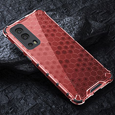Silicone Transparent Frame Case Cover 360 Degrees AM4 for Vivo Y72 5G Red