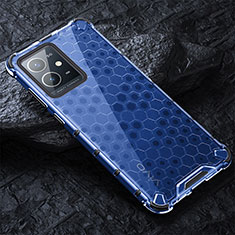 Silicone Transparent Frame Case Cover 360 Degrees AM4 for Vivo Y75 5G Blue