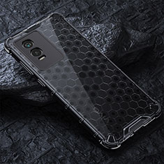 Silicone Transparent Frame Case Cover 360 Degrees AM4 for Vivo Y76s 5G Black