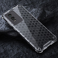 Silicone Transparent Frame Case Cover 360 Degrees AM4 for Vivo Y76s 5G Gray