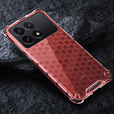 Silicone Transparent Frame Case Cover 360 Degrees AM4 for Xiaomi Redmi K70 5G Red