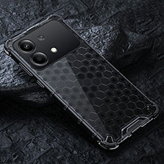 Silicone Transparent Frame Case Cover 360 Degrees AM4 for Xiaomi Redmi Note 13R Pro 5G Black