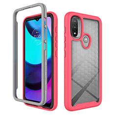 Silicone Transparent Frame Case Cover 360 Degrees for Motorola Moto E30 Hot Pink