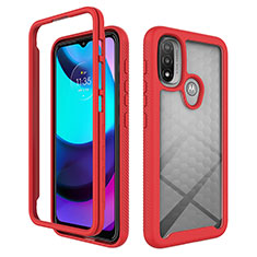 Silicone Transparent Frame Case Cover 360 Degrees for Motorola Moto E40 Red