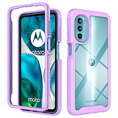 Silicone Transparent Frame Case Cover 360 Degrees for Motorola Moto Edge (2022) 5G Purple