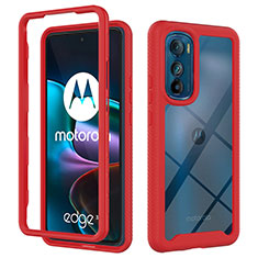 Silicone Transparent Frame Case Cover 360 Degrees for Motorola Moto Edge 30 5G Red