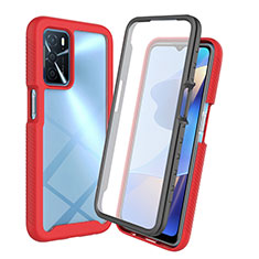 Silicone Transparent Frame Case Cover 360 Degrees for Oppo A16s Red