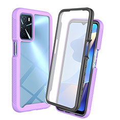 Silicone Transparent Frame Case Cover 360 Degrees for Oppo A54s Clove Purple