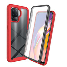 Silicone Transparent Frame Case Cover 360 Degrees for Oppo A94 4G Red