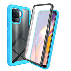 Silicone Transparent Frame Case Cover 360 Degrees for Oppo Reno5 F Sky Blue