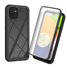 Silicone Transparent Frame Case Cover 360 Degrees for Samsung Galaxy A03 Black