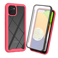 Silicone Transparent Frame Case Cover 360 Degrees for Samsung Galaxy A03 Hot Pink