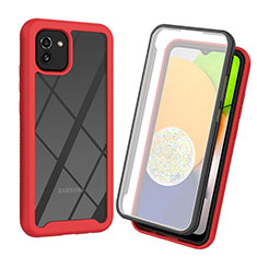 Silicone Transparent Frame Case Cover 360 Degrees for Samsung Galaxy A03 Red