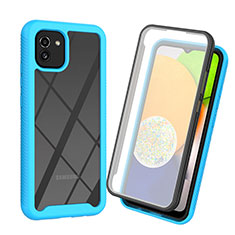 Silicone Transparent Frame Case Cover 360 Degrees for Samsung Galaxy A03 Sky Blue