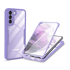 Silicone Transparent Frame Case Cover 360 Degrees for Samsung Galaxy S21 5G Purple