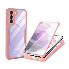 Silicone Transparent Frame Case Cover 360 Degrees for Samsung Galaxy S22 Plus 5G Pink