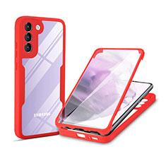 Silicone Transparent Frame Case Cover 360 Degrees for Samsung Galaxy S22 Plus 5G Red