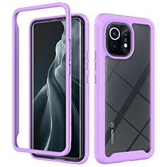 Silicone Transparent Frame Case Cover 360 Degrees for Xiaomi Mi 11 Lite 4G Purple