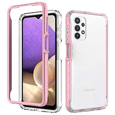 Silicone Transparent Frame Case Cover 360 Degrees JX1 for Samsung Galaxy A32 5G Pink