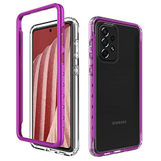 Silicone Transparent Frame Case Cover 360 Degrees JX1 for Samsung Galaxy A73 5G Purple