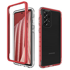 Silicone Transparent Frame Case Cover 360 Degrees JX1 for Samsung Galaxy A73 5G Red