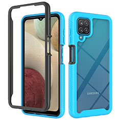 Silicone Transparent Frame Case Cover 360 Degrees JX2 for Samsung Galaxy A12 5G Sky Blue