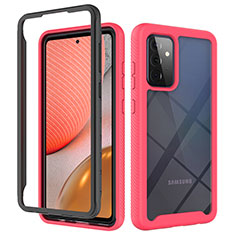 Silicone Transparent Frame Case Cover 360 Degrees JX2 for Samsung Galaxy A72 4G Hot Pink