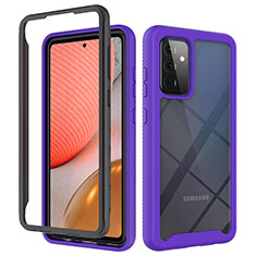 Silicone Transparent Frame Case Cover 360 Degrees JX2 for Samsung Galaxy A72 4G Purple