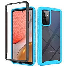 Silicone Transparent Frame Case Cover 360 Degrees JX2 for Samsung Galaxy A72 4G Sky Blue