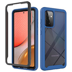 Silicone Transparent Frame Case Cover 360 Degrees JX2 for Samsung Galaxy A72 5G Blue and Black