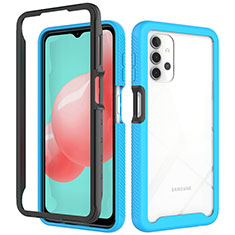 Silicone Transparent Frame Case Cover 360 Degrees JX2 for Samsung Galaxy M32 5G Sky Blue