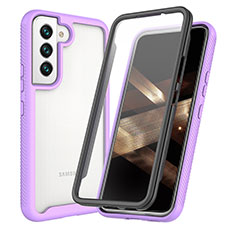 Silicone Transparent Frame Case Cover 360 Degrees M01 for Samsung Galaxy S24 5G Purple