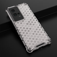 Silicone Transparent Frame Case Cover 360 Degrees M01 for Vivo iQOO 8 Pro 5G White