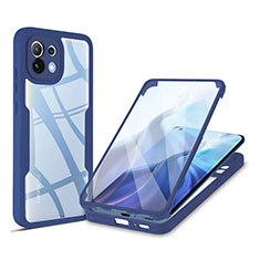 Silicone Transparent Frame Case Cover 360 Degrees M01 for Xiaomi Mi 11 5G Blue