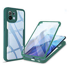 Silicone Transparent Frame Case Cover 360 Degrees M01 for Xiaomi Mi 11 Lite 4G Green