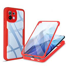 Silicone Transparent Frame Case Cover 360 Degrees M01 for Xiaomi Mi 11 Lite 5G NE Red