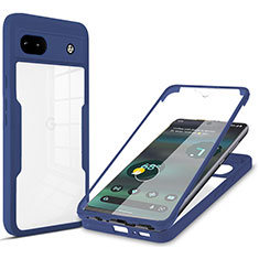 Silicone Transparent Frame Case Cover 360 Degrees MJ1 for Google Pixel 6a 5G Blue