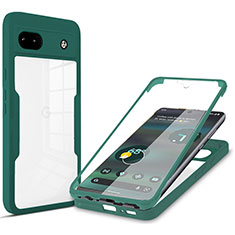 Silicone Transparent Frame Case Cover 360 Degrees MJ1 for Google Pixel 6a 5G Green