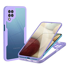 Silicone Transparent Frame Case Cover 360 Degrees MJ1 for Samsung Galaxy A12 5G Purple