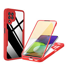 Silicone Transparent Frame Case Cover 360 Degrees MJ1 for Samsung Galaxy A22 4G Red