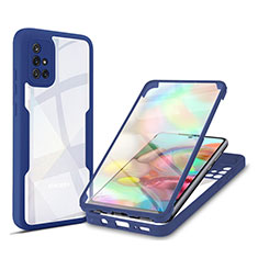 Silicone Transparent Frame Case Cover 360 Degrees MJ1 for Samsung Galaxy A71 4G A715 Blue