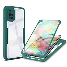 Silicone Transparent Frame Case Cover 360 Degrees MJ1 for Samsung Galaxy A71 4G A715 Green