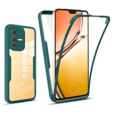 Silicone Transparent Frame Case Cover 360 Degrees MJ1 for Vivo V23 5G Green